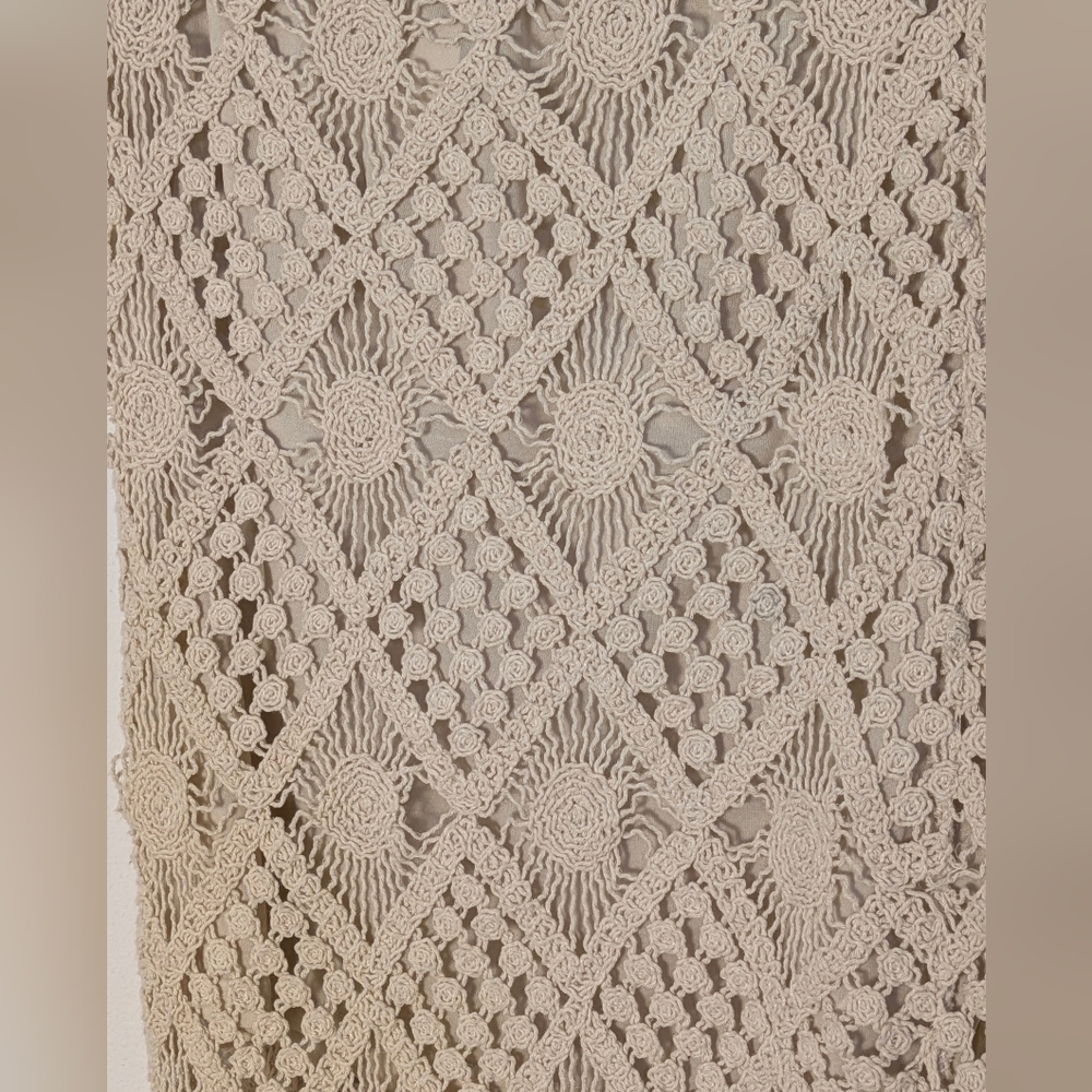 NWT Blue Rain Boho Diamond Crochet Maxi Skirt Cream/Tan Size S Festival Bohemia - Picture 5 of 13